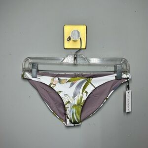 Vitamin A Luciana Bikini Bottom In White Green Leaves